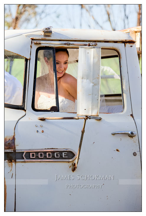 trucks in the country with the beautiful bride